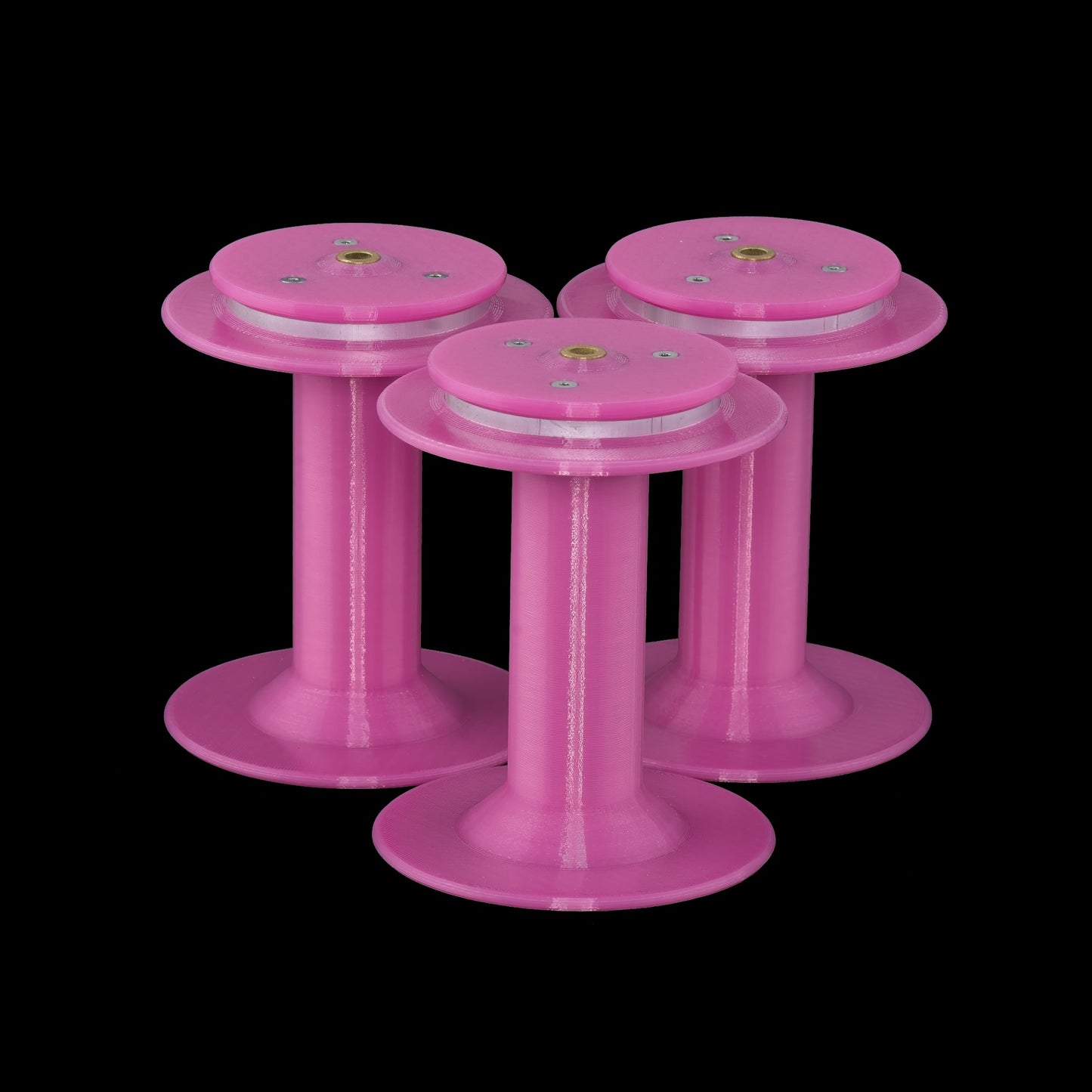 set of 3 pink bobbins for the Twisted Sheep portable electric spinning wheel