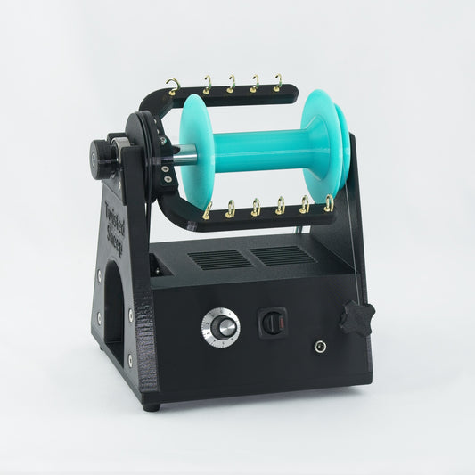 Twisted Sheep portable electric spinning wheel with cyan bobbin