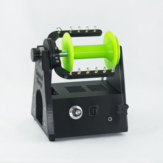 Twisted Sheep portable electric spinning wheel with green bobbin