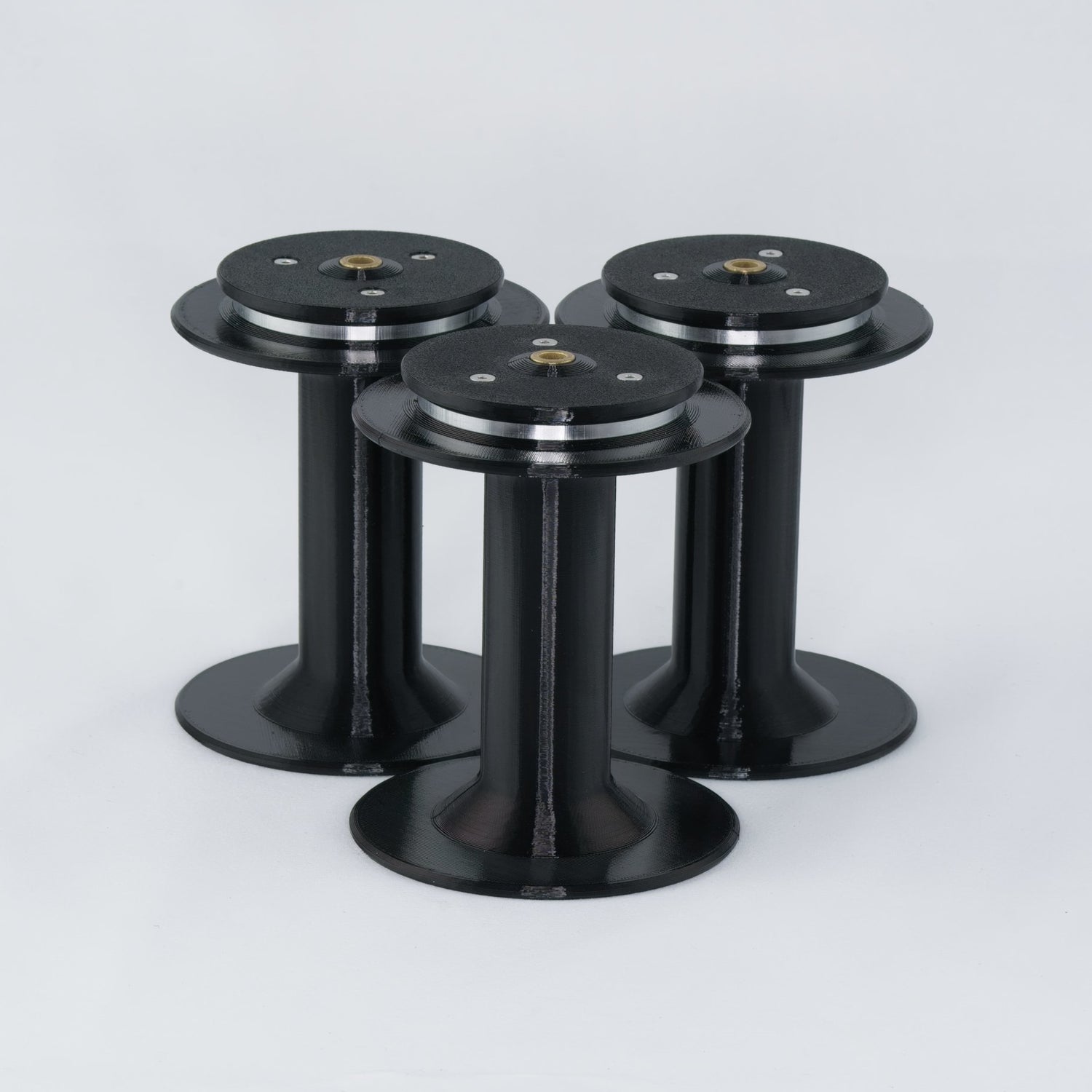 set of 3 black bobbins for the Twisted Sheep portable electric spinning wheel