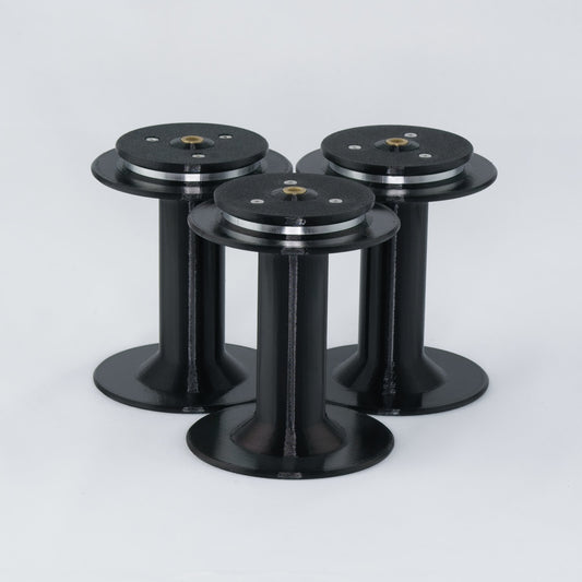 set of 3 black bobbins for the Twisted Sheep portable electric spinning wheel