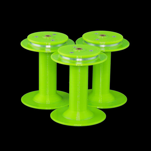 set of 3 green bobbins for the Twisted Sheep portable electric spinning wheel
